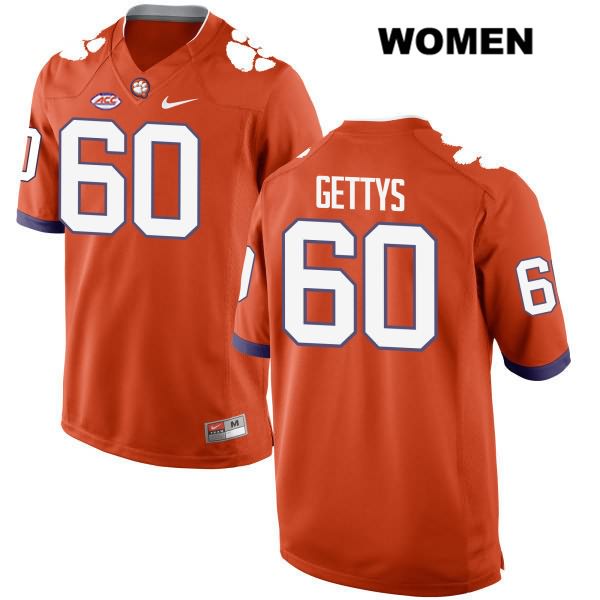 Women's Clemson Tigers #60 Bobby Gettys Stitched Orange Authentic Style 2 Nike NCAA College Football Jersey XMT7346CP